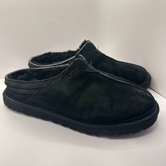 UGG Men's 13 Neuman Suede Sheepskin Fur Black Slip-On Shoes Hybrid Boot Slipper - Picture 1 of 7